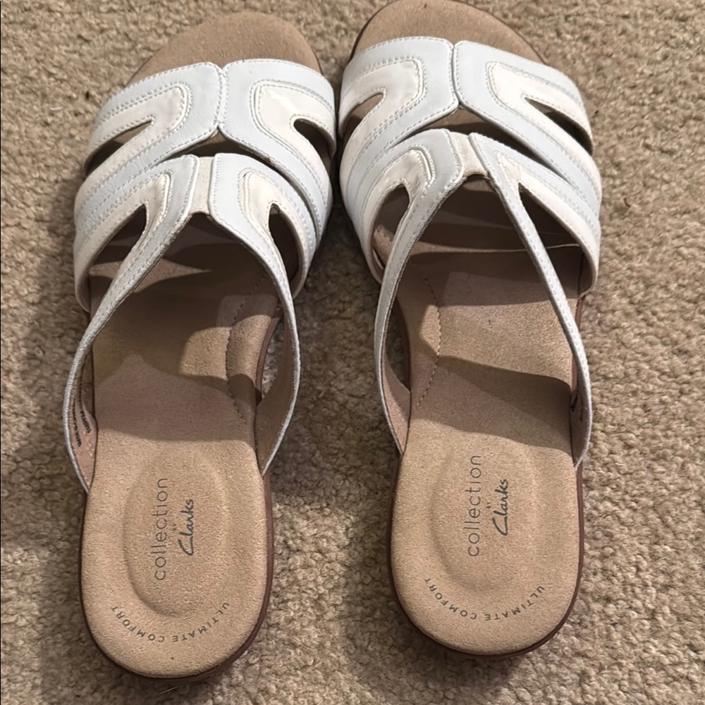Clarks White Sandals Comfortable Summer Footwear